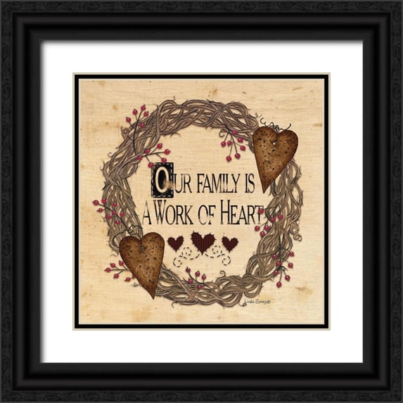 Spivey, Linda 26x26 Black Ornate Wood Framed with Double Matting Museum Art Print Titled - Our Family is a Work of Heart