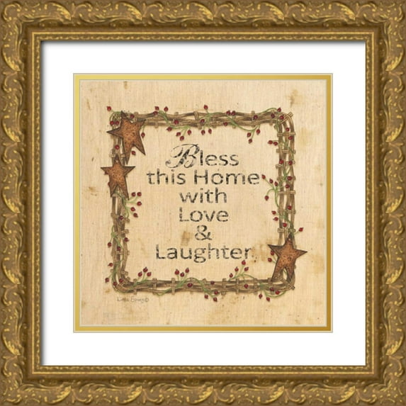 Spivey, Linda 26x26 Gold Ornate Wood Framed with Double Matting Museum Art Print Titled - Bless This Home