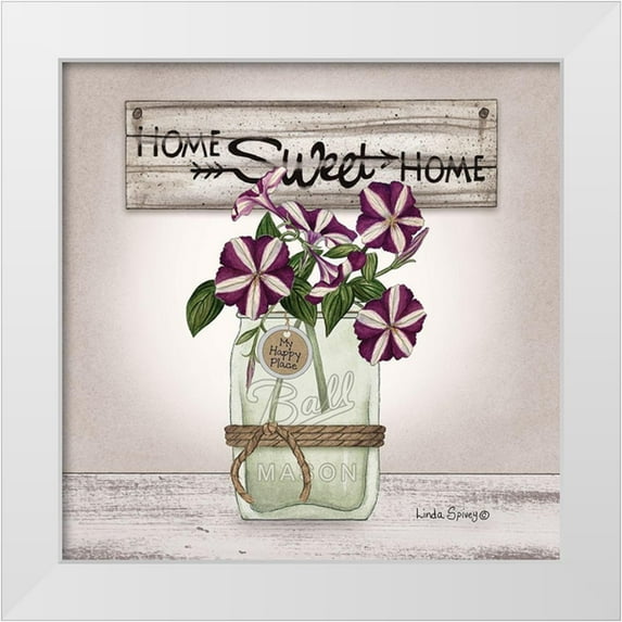 Spivey, Linda 26x26 White Modern Wood Framed Museum Art Print Titled - Petunias in Jar