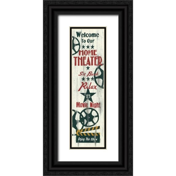 Spivey, Linda 8x18 Black Ornate Wood Framed with Double Matting Museum Art Print Titled - Movie Night