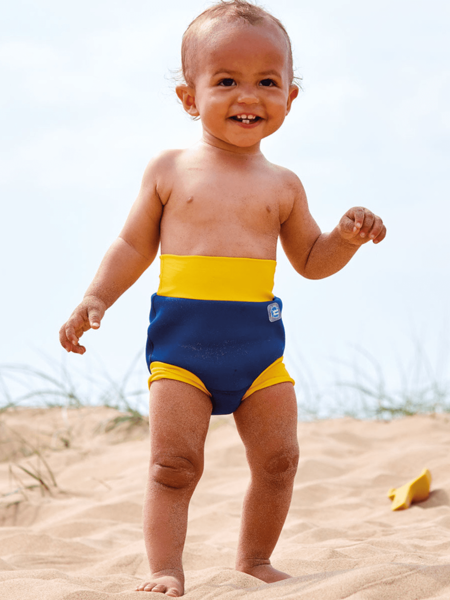 Splash About Unisex Happy Nappy Cloth Swim Diaper, Navy & Yellow 3-4 Years