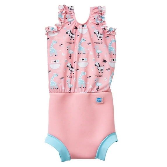 Splash About Girl's Happy Nappy Swimsuit with Swim Diaper, Nina's Ark 3-8 Months