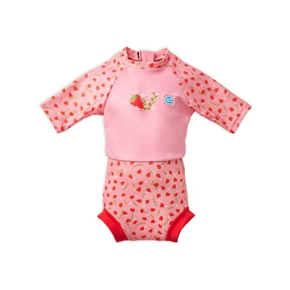 Splash About Happy Nappy Sunsuit with swim diaper, Strawberry Field, 12-24 Months