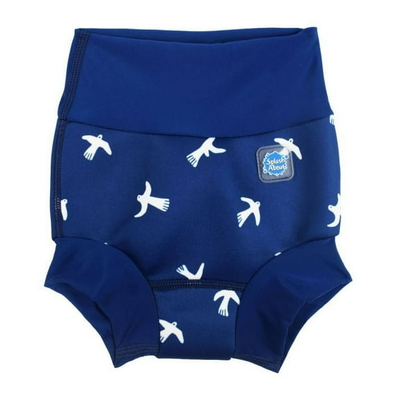 Splash About Unisex Happy Nappy™ Reusable Swim Diaper White Birds, 6-12 Months