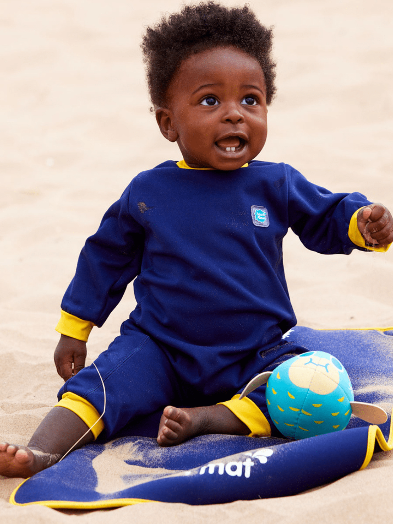 Splash About Warm in One Baby Wetsuit, Navy & Yellow 6-12 Months