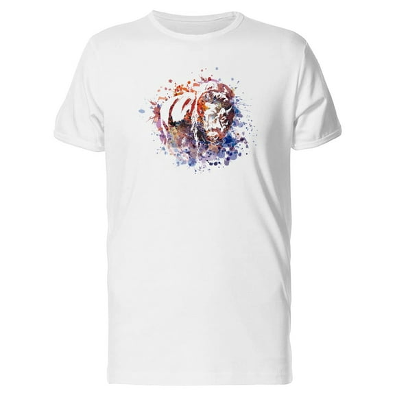 Splash Art Bison T-Shirt Men -Image by Shutterstock, Male Large
