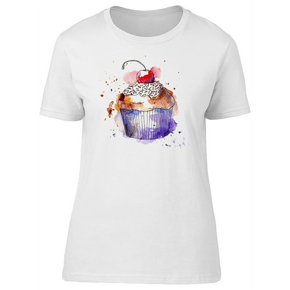 Splash Art Cupcake Cherry T-Shirt Women -Image by Shutterstock, Female Small