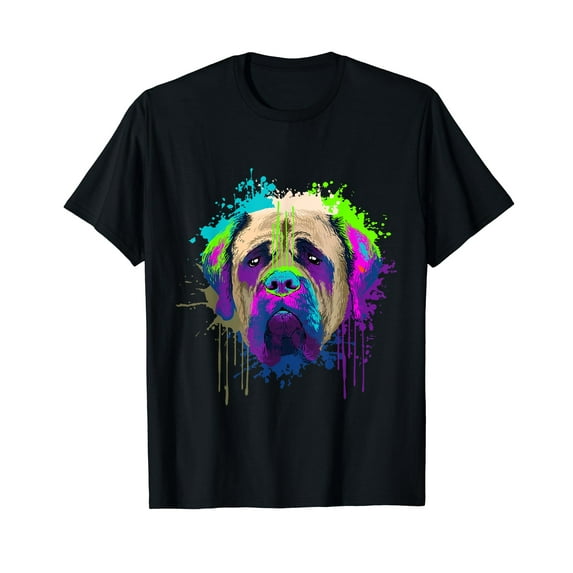 Splash Art English Mastiff Dog Owner Gift Idea Dog T-Shirt Men Vintage Tshirt