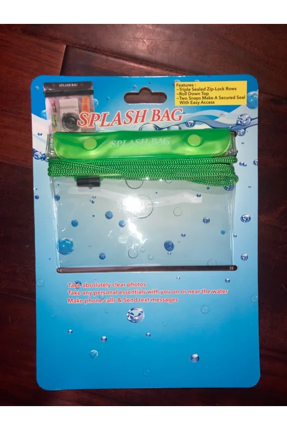 Splash Bag Water Resistant Bag With Two Snaps For A Secured Seal Easy Access