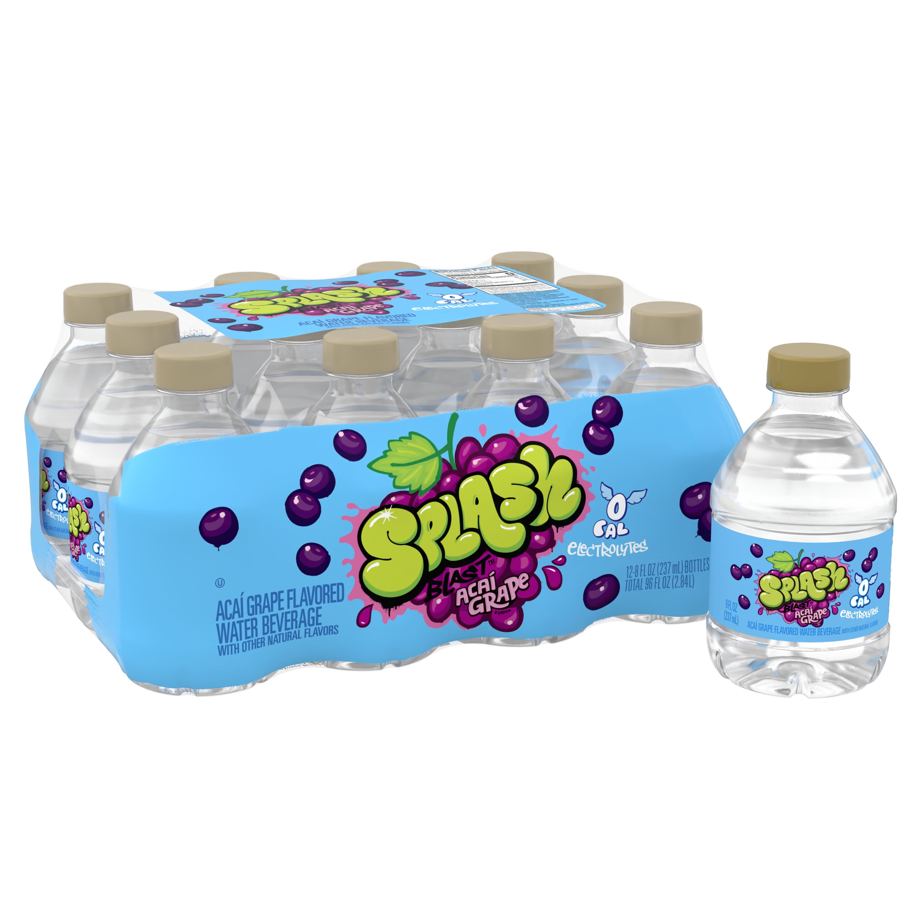 Splash Blast, Flavored Water Beverage, Acai Grape Flavor, 8 FL OZ