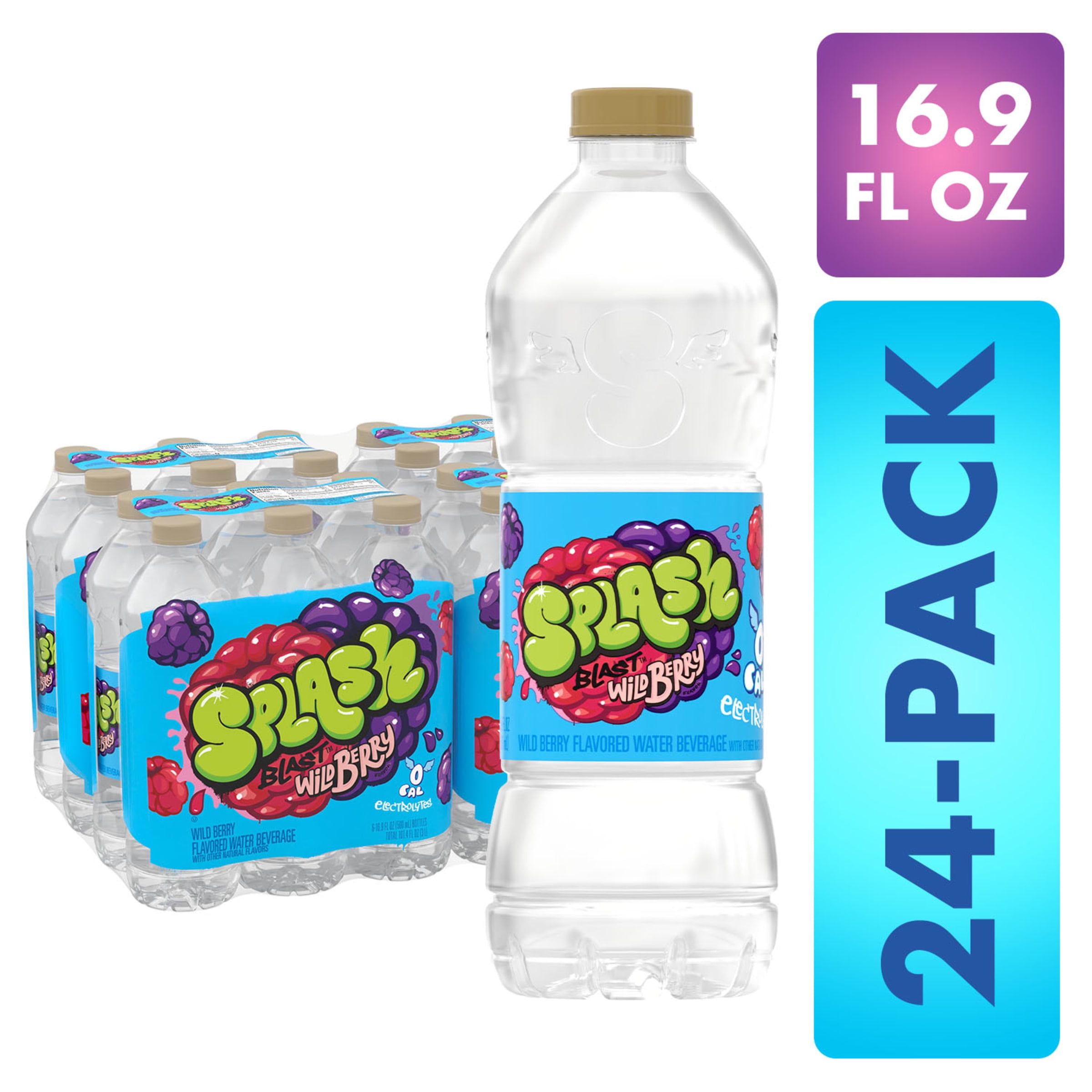 Splash Blast, Wild Berry Flavor Water Beverage, 16.9 FL OZ Plastic