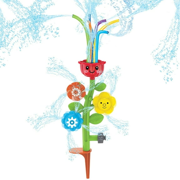 Splash Buddies Colorful Flower Sprinkler for Kids, Outdoor Summer Fun Toys, Backyard Sprinkler Game for Children, Spinning Sprinkler Toy, Attaches to Hose