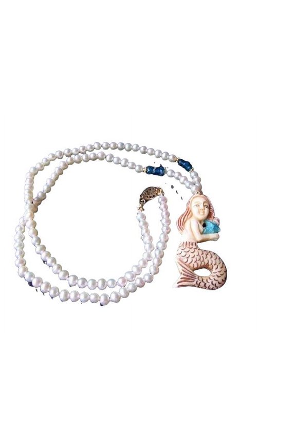 Splash Carved Mermaid Pearl & 14Kgf 18 inch Necklace 210311