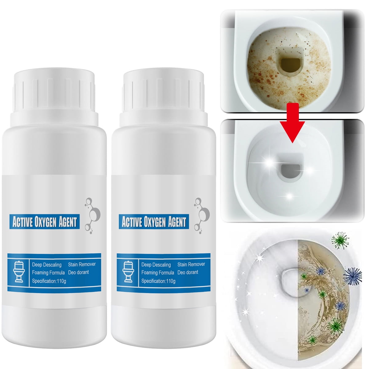 Splash Foam Toilet Cleaner Foam Powder, Natural Toilet Splash Cleaner