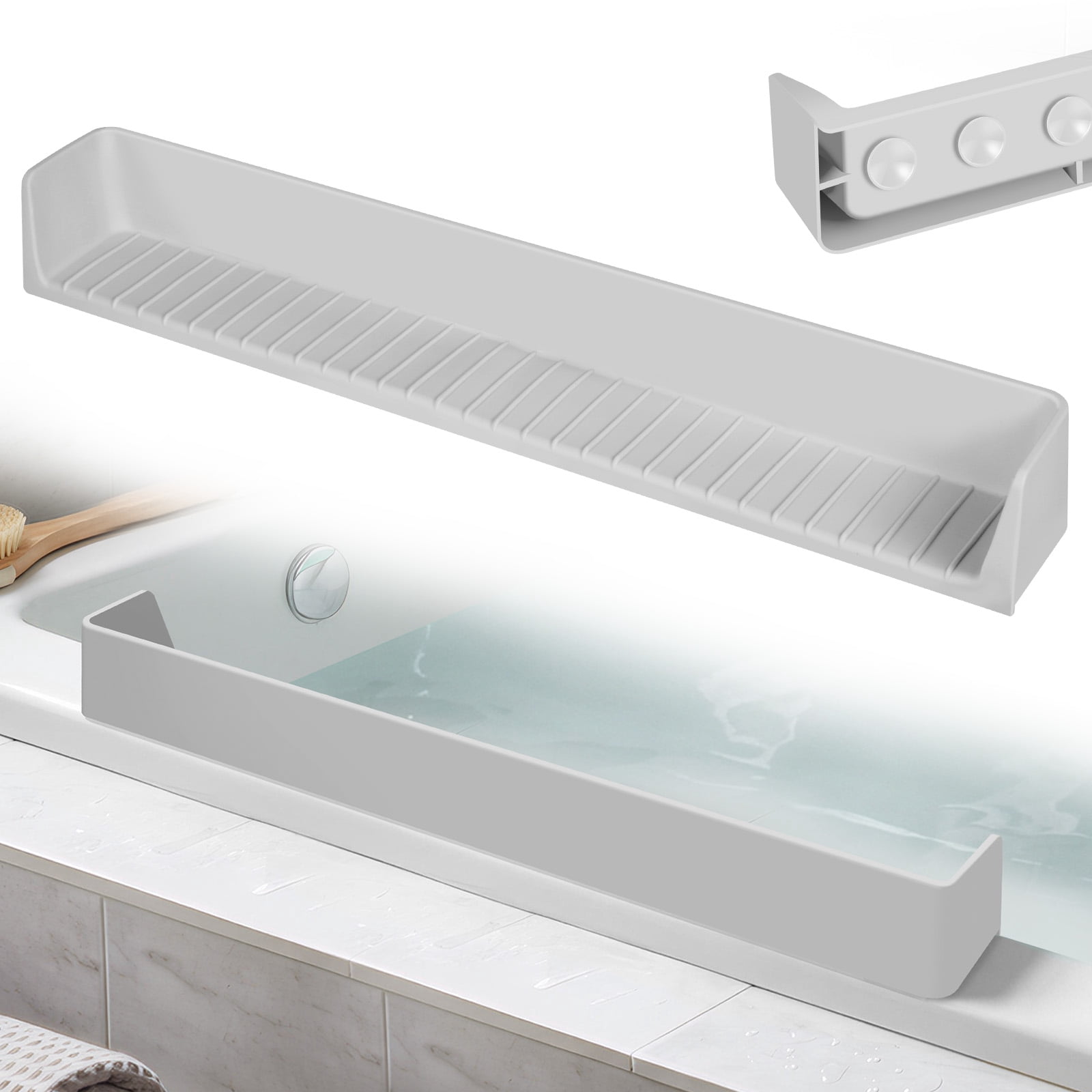 Splash Guard for Bathtub Kids Silicone Bathtub Splash Guard with Suction Cups Bath Tub Play Shelf for Kids and Toy Holder Avoid Water Spill in Bathroom Fun Bath Time for Toddler Baby