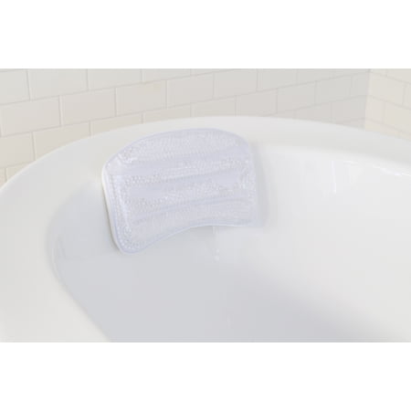 Splash Home Gel-B Non-Slip Bath Pillow for Bathtub with 2 Strong Suction Cups - Silver - Chrome