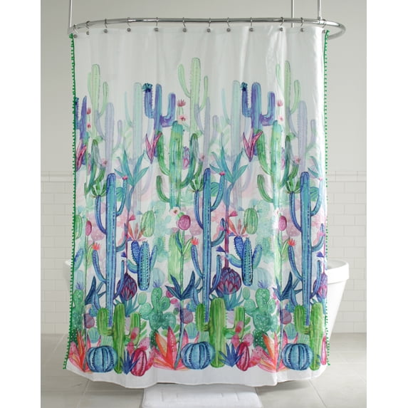 Splash Home Gobi Cactus Polyester Fabric Shower Curtain 70 x 72, Multicolor
