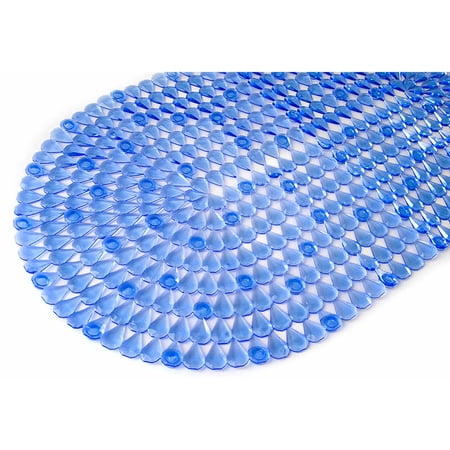 Splash Home PVC Diamond Bathtub Mat, Non-Slip W/ 58 Suction Cups 14x28 - Blue