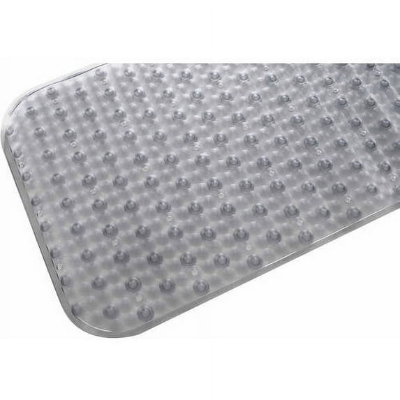 Splash Home Pluto PVC Bathtub Mat, Non-Slip W/ 58 Suction Cups 16x32, Grey