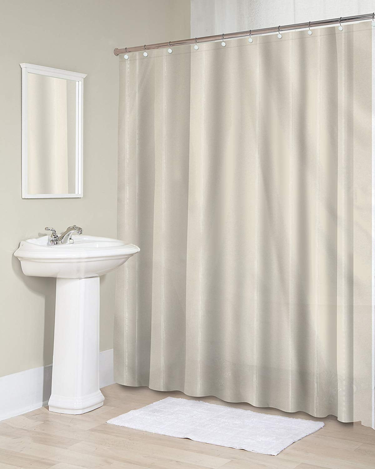 Splash Home Sheer Fabric Microfiber Shower Curtain or Liner with 12 ...