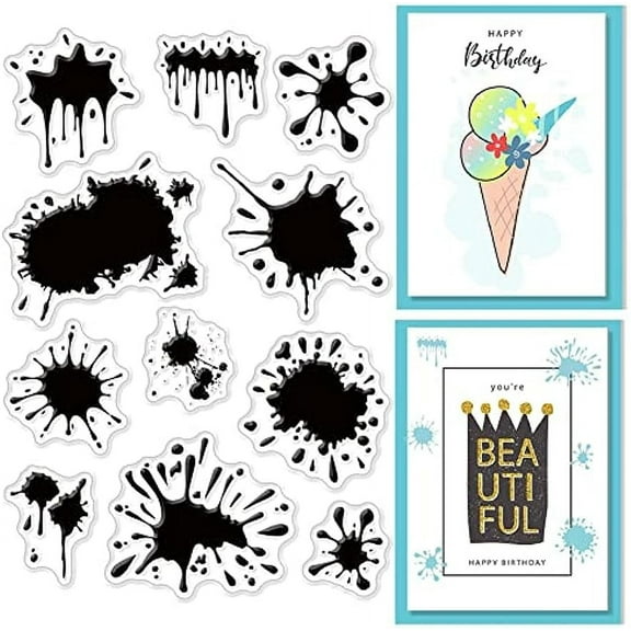 Splash-Ink Style Clear Stamps for Card Making Decoration Scrapbooking, Water Stains Silicone Rubber Stamp for Greeting Cards Photo Album Diary Decor DIY Craft