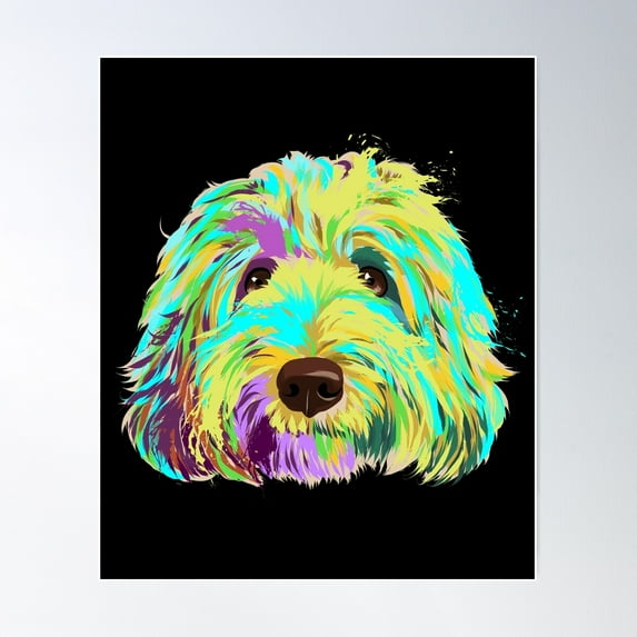 Splash Labradoodle Dog Poster Wall Art, Modern Wall Decor For Living Room Bedroom, 24x36 UNFRAMED