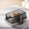 thumbnail image 1 of Splash & Leak-Proof Stainless Steel Cat Litter Box with Lid, XL 6'' Deep Non-Stick Tray, Easy Clean, Covered Metal Cat Toilet with Scoop & Anti-Odor Design, Extra Large Enclosure for Cats, 60×40×30., 1 of 7