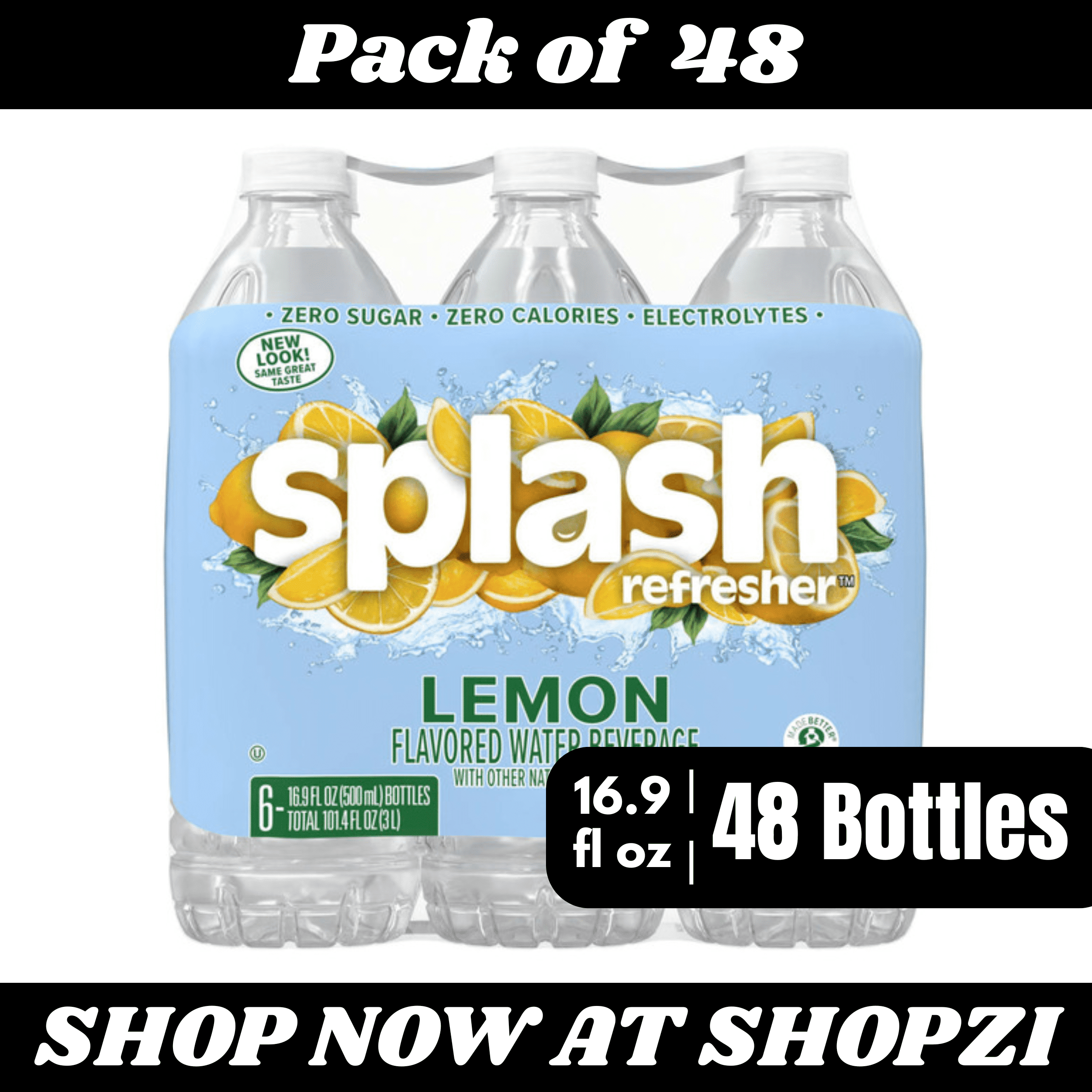 Splash Lemon Flavored Water 16.9 fl oz – 48 Pack Bottled Water Drink