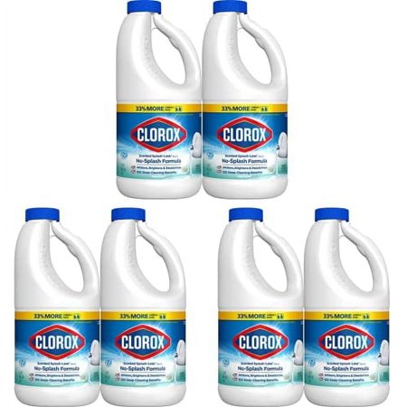Splash-Less Bleach Concentrated Formula | Linen 40 Ounce Bottle (Pack of 6) | Liquid Bleach for Laundry