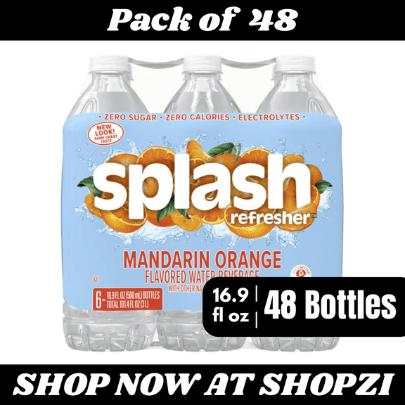 Splash Mandarin Orange Flavored Water 16.9 fl oz 48 Pack Bottled Drink