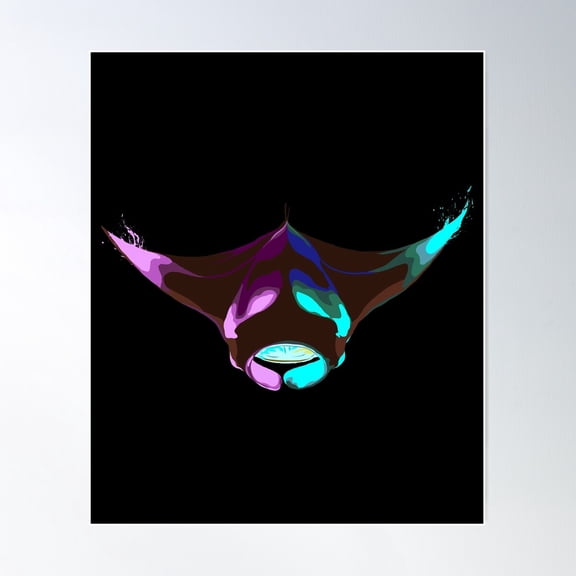 Splash Manta Ray Scuba Diver Gift Poster Wall Art, Modern Wall Decor For Living Room Bedroom, 24x36 UNFRAMED