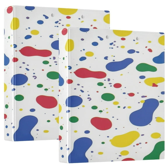 Modern Abstract Color 12.4x10.6in PVC Round Ring Binder, D-Ring 3-Hole, Metal Clip, 200 Sheets