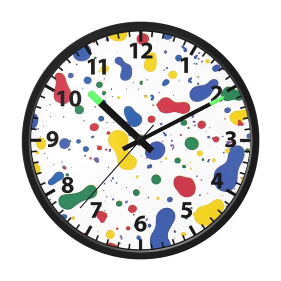 Splash Of Colors Wall Clock 12 Inch Voice Activated Night Light Silent Non Ticking