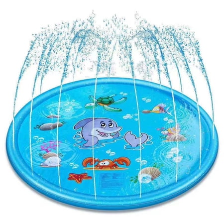 Splash Pad, 68" Inflatable Sprinkler Splash Play Mat,Outdoor Pad Water Toys Fun Sprinkler for Children, PVC,Blue