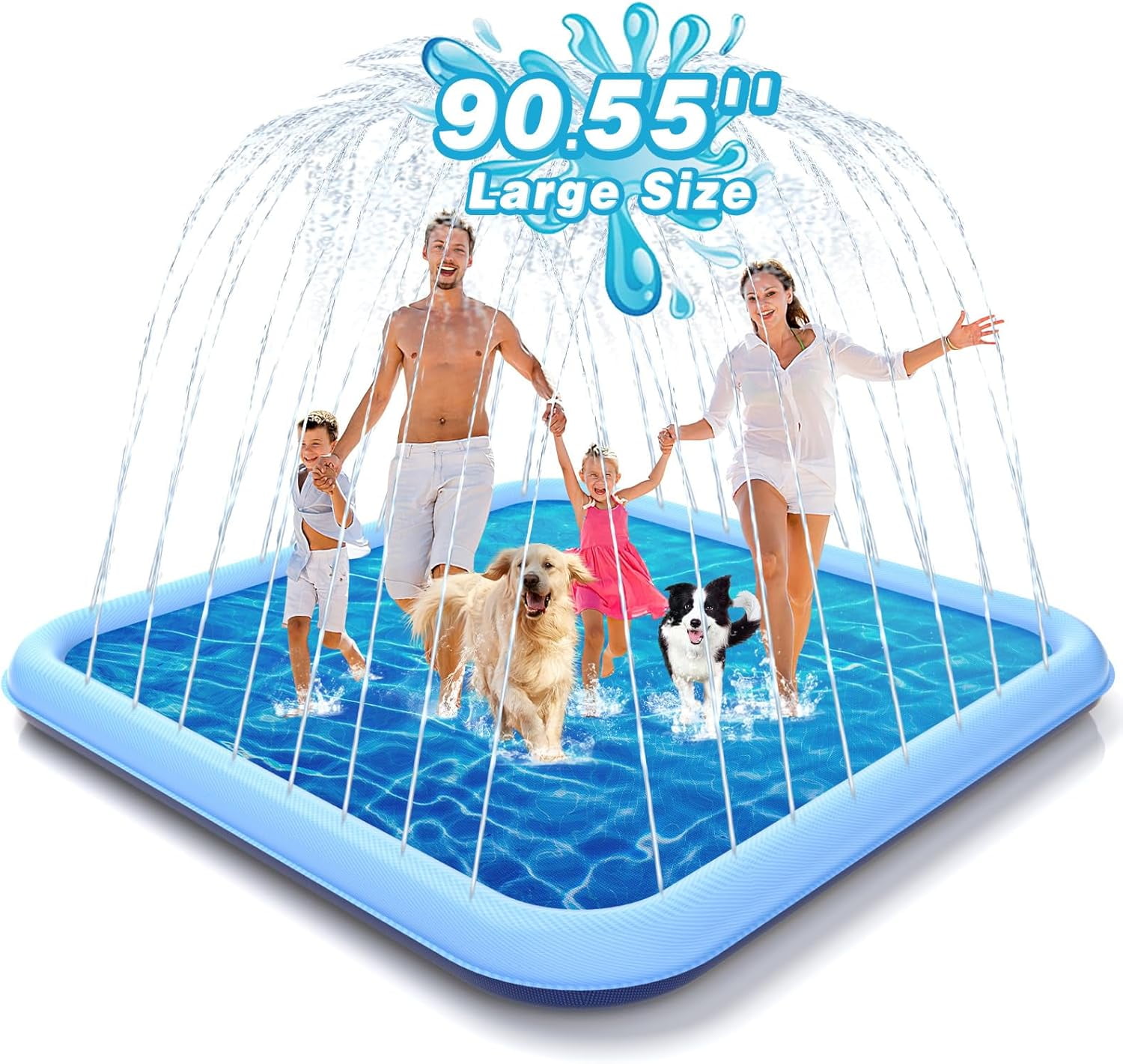 Splash Pad, 90.5" Size Extra Large Sprinkler Play Mat for Dogs & Kids ...