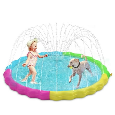 Niubya 60" Non-Slip Thicken Sprinkler Pool Splash Pad Outdoor Water Mat,Red&yellow&green&blue