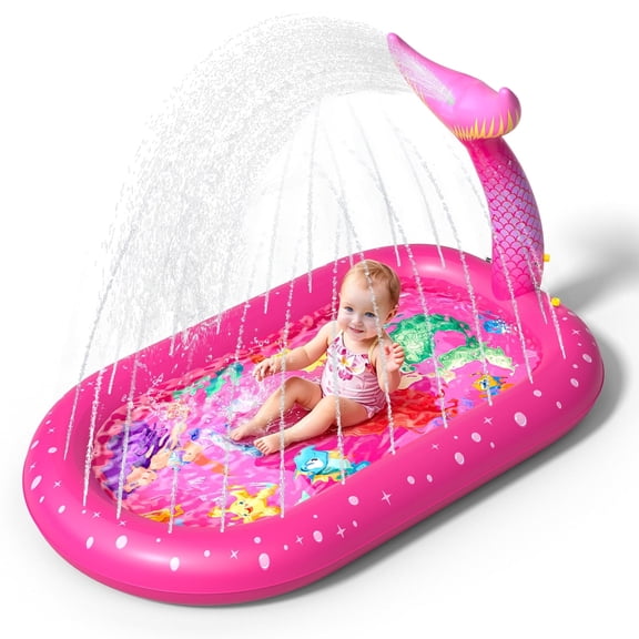 Sunrad Non-Slip Splash Pad for Kids & Dog, Water Play Mat for Outdoor Lawn Games, Fun Backyard Fountain Play Mat for Baby or Pets(Mermaid)