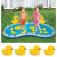thumbnail image 1 of Splash Pad, Sprinkler for Kids and Wading Pool, Shallow Inflatable Water Splash Pool with 4 Squeaking Ducks, 1 of 3