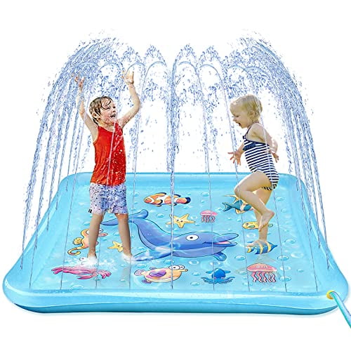 Splash Pad For Toddlers, Outdoor Sprinkler For Kids, 67" Summer Water Toys Inflatable Wading Baby Pool Fun Gifts For 3 4 5 6 7 8 9 Years Old Boy Girl Backyard Garden Lawn Outdoor Games