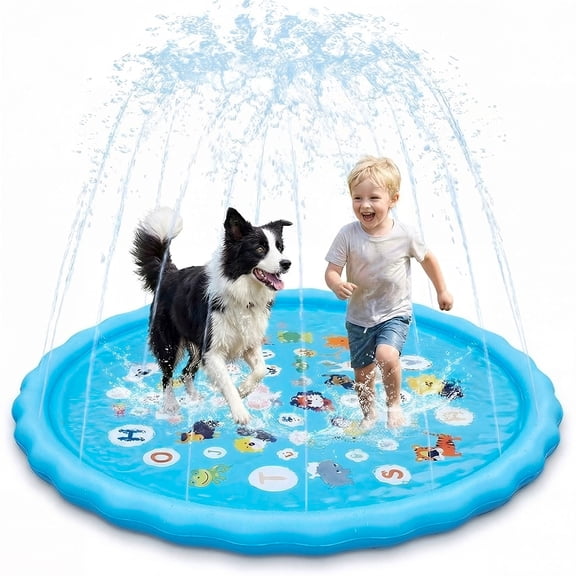 Splash Pad for Kids and Dogs, Non-Slip Inflatable Baby Water Mat, Sprinkler Pool Summer Outdoor Toys for toddlers 1-3
