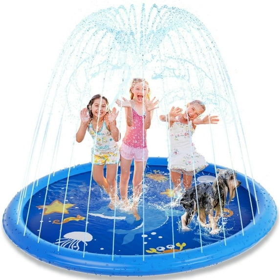 Splash Pad for Toddlers, 77" Sprinkler for Kids, Thicken Baby Pool Water Mat, Fun Summer Outdoor Water Toys for Toddlers 4-6,Blue