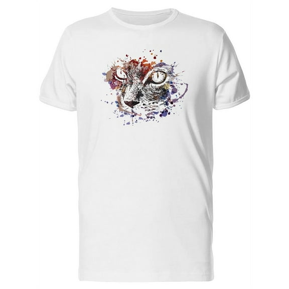 Splash Paint Cat Face T-Shirt Men -Image by Shutterstock, Male Medium