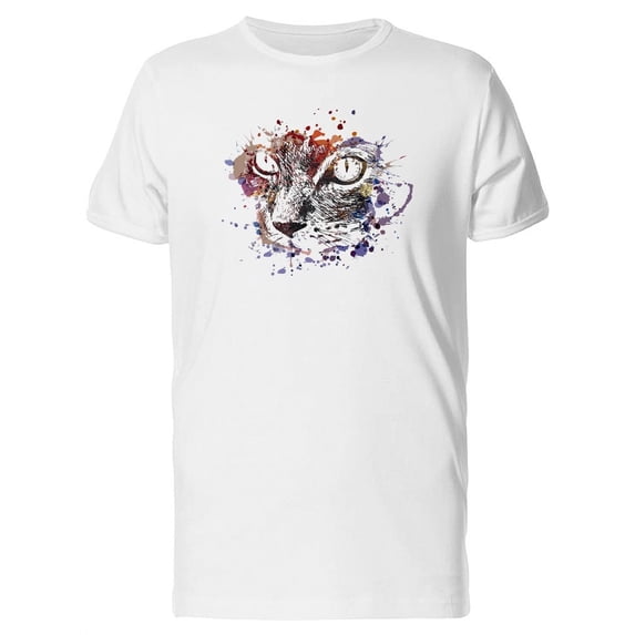 Splash Paint Cat Face T-Shirt Men -Image by Shutterstock, Male Medium