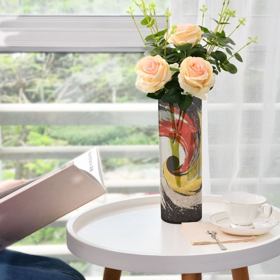 Splash Painting Plastic Vase 11.8'' x 3.9'' Transparent Non Breakable Decorative for Family