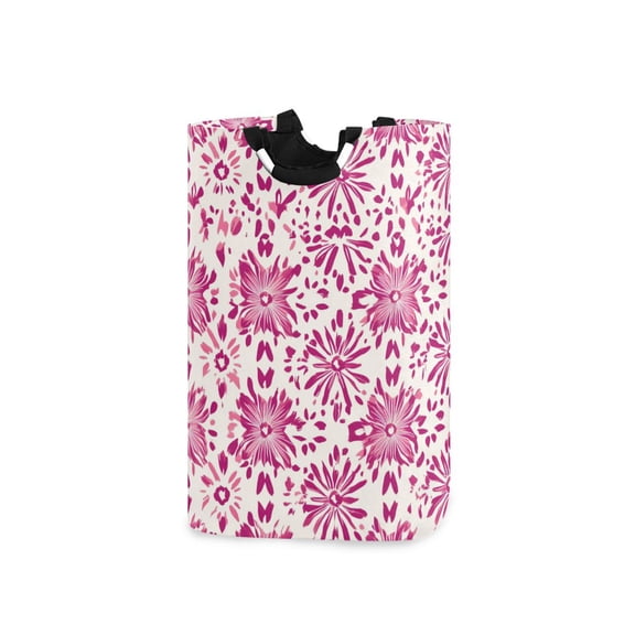 Splash Pink Pattern Laundry Basket with Handles 50L Collapsible Laundry Hamper for Bathroom Bedroom Laundry Room