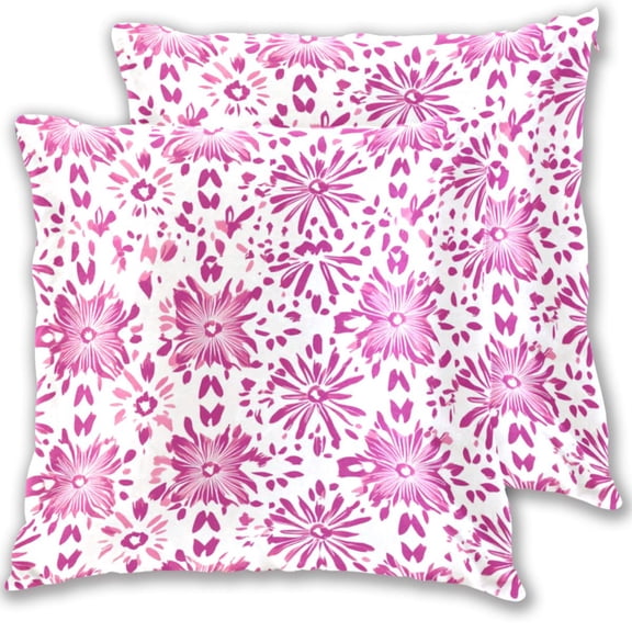 Splash Pink Pattern Throw Pillow Covers 16x16 Inch 2 Packs Decorative Square for Living Room Couch Bed Sofa