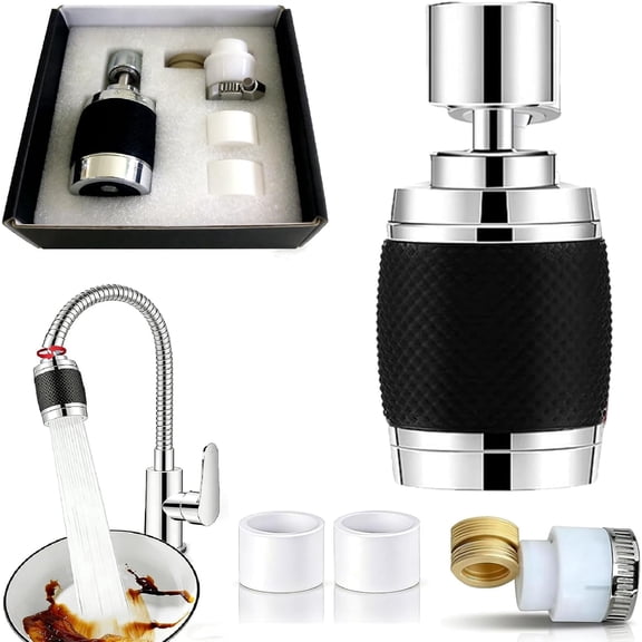 Splash Proof Booster Swivel Kitchen Filter Tap - Universal 360 Swivel Faucet with 3-Mode Adjustable Purifier Spout, High Pressure Booster for Kitchen & Bathroom
