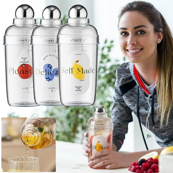 Splash-Proof Hand-Shake Shaker Cup for Milk Tea, Cocktail, Lemon Tea - PP Transparent Body, Frosted Lid, Leak-Proof, Dishwasher , 1-Pack