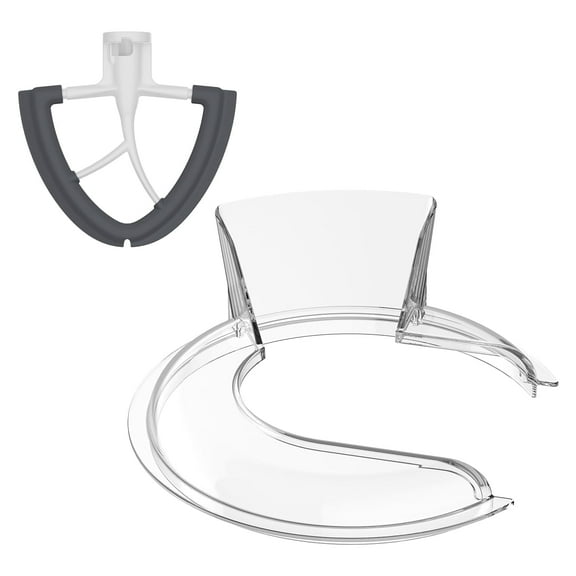 Splash-Proof Pouring Shield & Flex Edge Beater For 4.5-5QT Bowls for KitchenAid Mixer Accessories Set- Easy Clean Baking Essentials