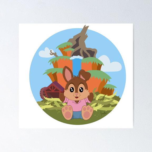 Splash Rabbit Abstract Paint Drips Whimsical Animal Pop Art Graphic Wall Art, Unframed Poster